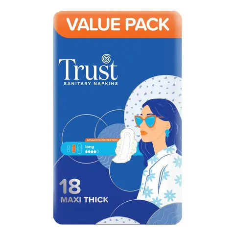 TRUST SANITARY NAPKINS VALUE PACK 18 MAXI THICK