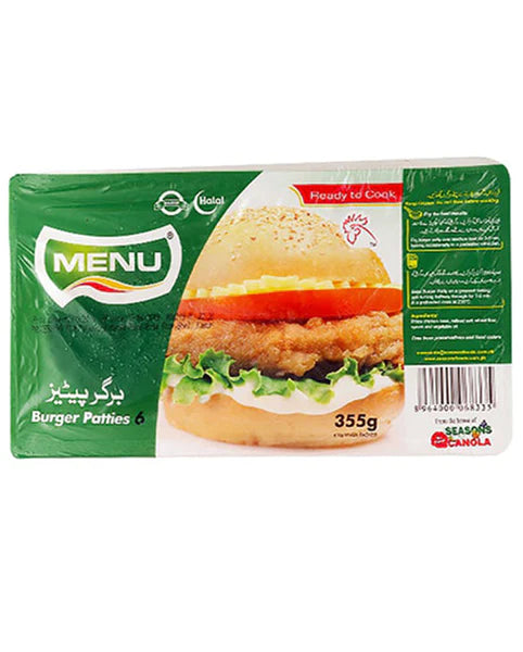 MENU BURGER PATTIES 355GM 6 PEICES